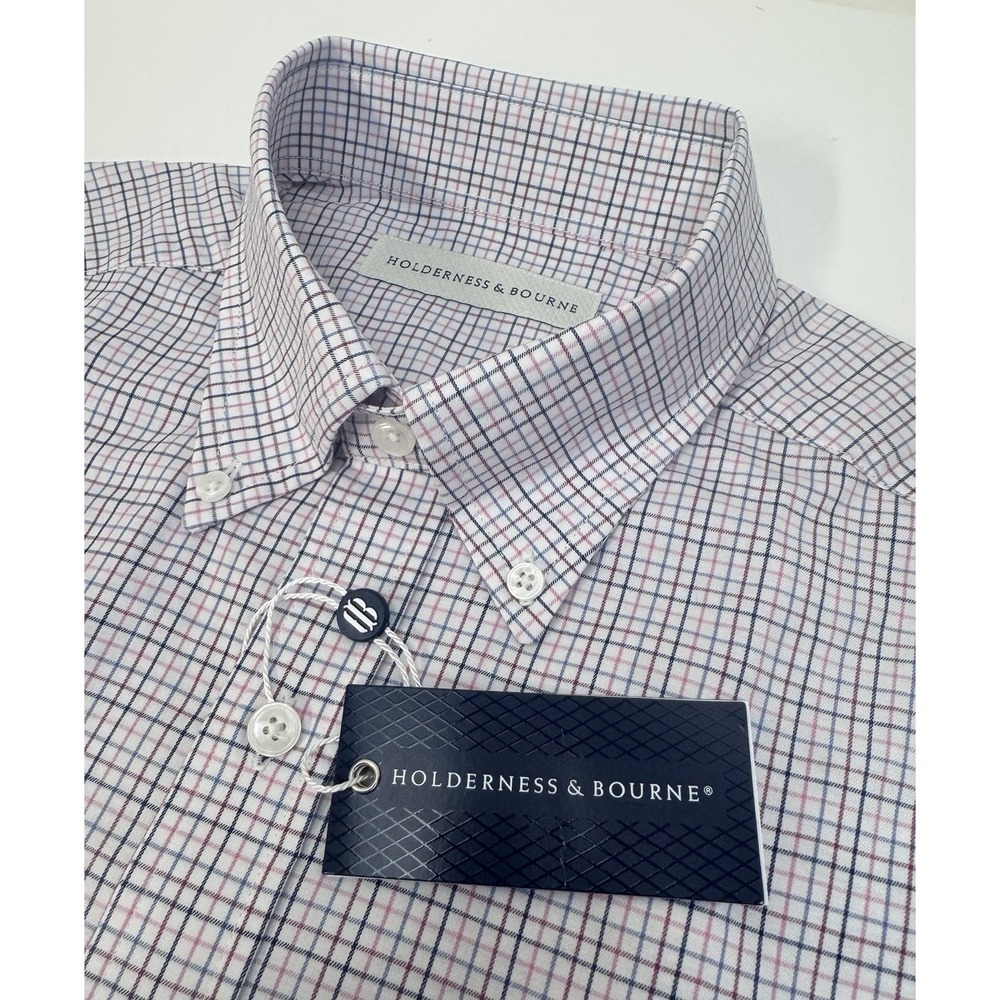 NWT Holderness & Bourne The Purcell Button Down Tattersall Check Shirt VCL $165